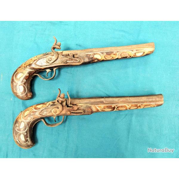 2 Pistolets � silex Empire Ottoman Oriental   XIX�me.... Superbe prix de d�part