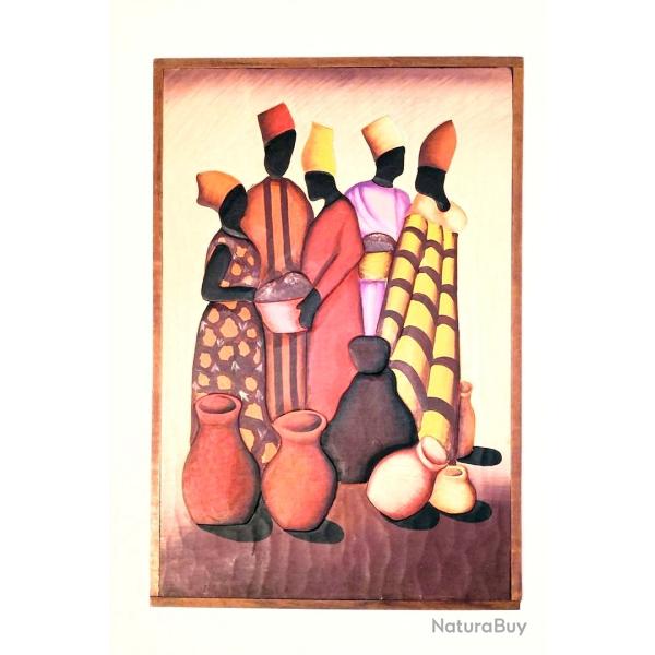 Cadre artisanal africain en relief Vintage / 80's
