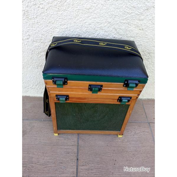 PANIER  SIEGE  PECHE  BOIS    A COMPARTIMENTS  .