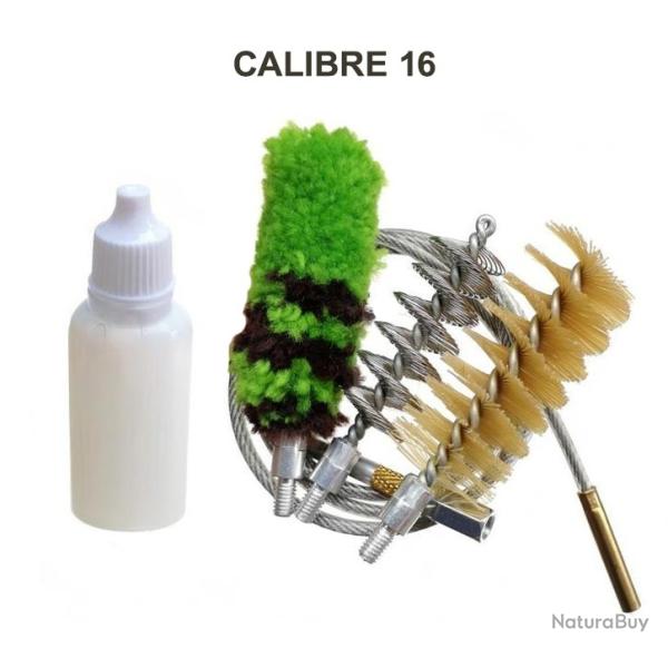 Kit de nettoyage pour fusil calibre 16 + bouteille pour huile - LIVRAISON GRATUITE