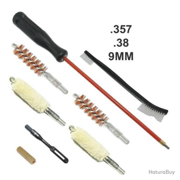 Kit de nettoyage pour armes de poing calibre 357 - 9mm - 38 special - LIVRAISON GRATUITE