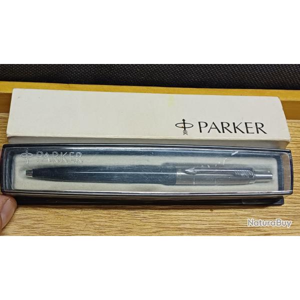 Ancien stylo bille PARKER "UKF" noir et argent� - �crin d'origine - fonctionne