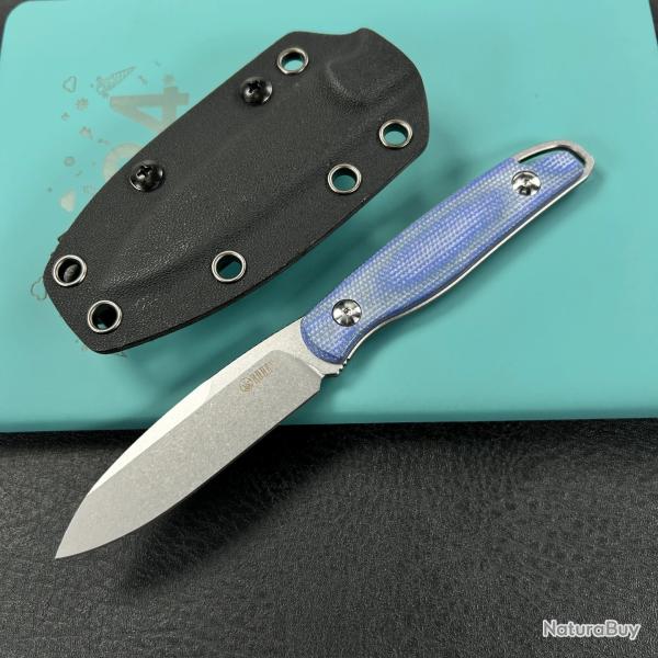Couteau Kubey Dust Devil Lame Acier Sandvik 14C28N Manche Micarta Bleu �tui Kydex KUB357D
