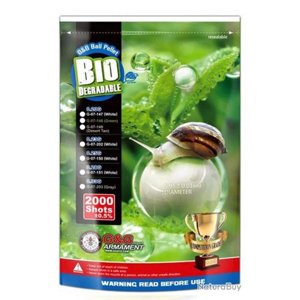 BILLES G&G BIO 0.28G BLANCHES EN SACHET DE 2000