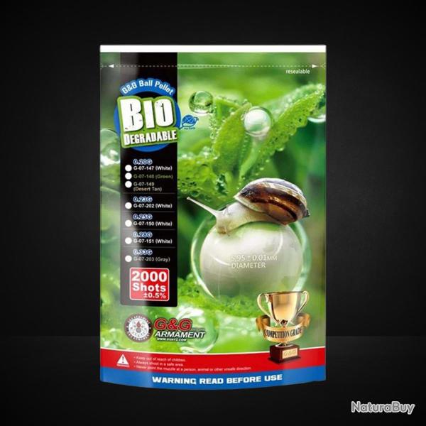 BILLES G&G BIO 0.28G BLANCHES EN SACHET DE 2000