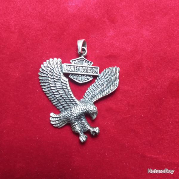 grand pendentif Harley Davidson en argent 925