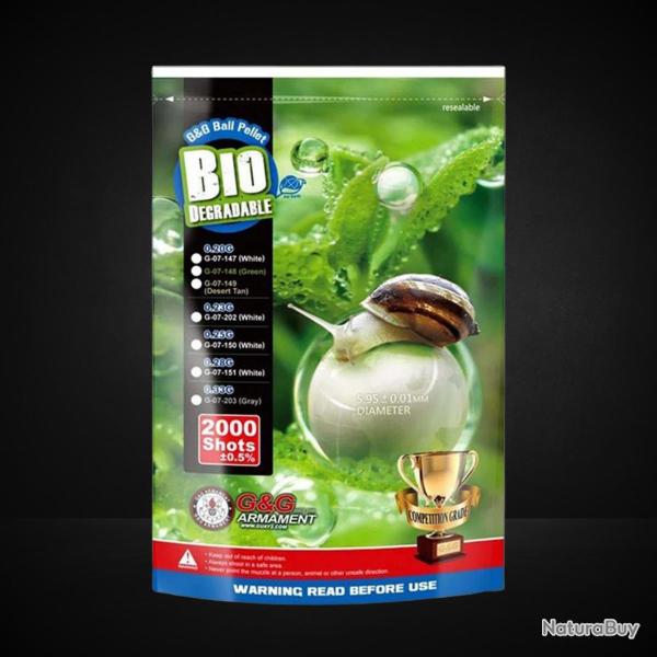 BILLES G&G BIO 0.25G BLANCHES EN SACHET DE 2000