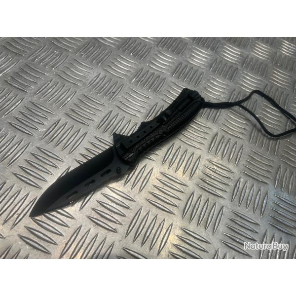 Couteau one hand mil-tec paracord avec silex noir neuf
