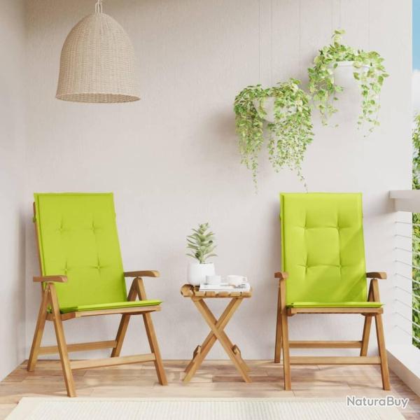 Chaises de jardin inclinables lot de 2 et coussins teck massif