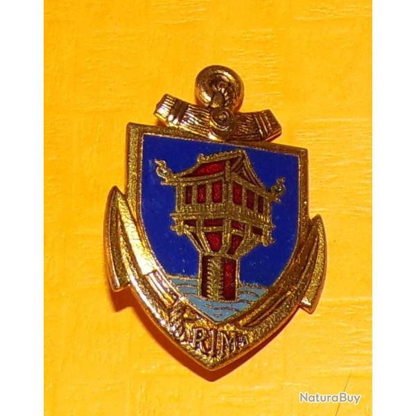 9� R�giment d'Infanterie de Marine, �mail, guilloch�, 2 bol�ros grav�s , �cu bleu � une pagode, le t