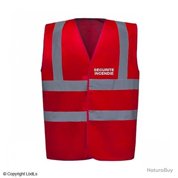 Gilet haute visibilit� rouge s�curit� incendie