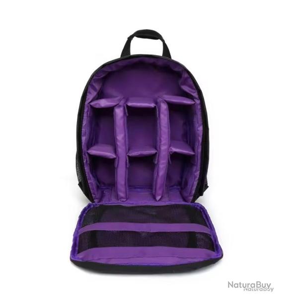 SAC POUR APPAREIL PHOTO AVEC COMPARTIMENTS MODULABLES - IMPERM�ABLE - VIOLET - LIVRAISON GRATUITE