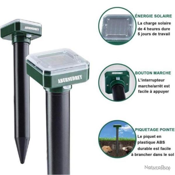 R�PULSIF ANTI TAUPE, SERPENTS, RONGEURS SOLAIRE � ULTRASONS x2 - LIVRAISON GRATUITE