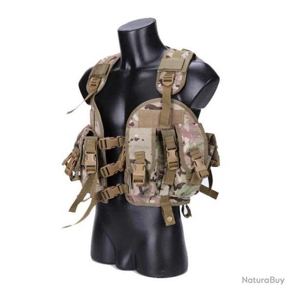 GILET MILITAIRE TACTIQUE CAMOUFLAGE PORTE CHARGEURS ET POCHE GOURDE - CP - LIVRAISON GRATUITE