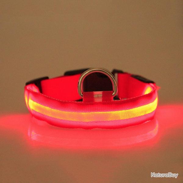 COLLIER LUMINEUX POUR CHIENS RECHARGEABLE -Taille XXL 43-62CM - ROUGE - LIVRAISON GRATUITE