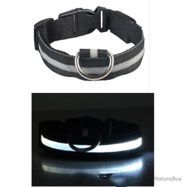 COLLIER LUMINEUX POUR CHIENS RECHARGEABLE -Taille L 41-52CM - NOIR - LIVRAISON GRATUITE