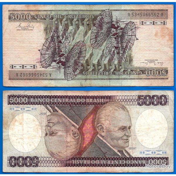 Bresil 5000 Cruzeiros 1980 at 1981 Sign 20 Billet Castello Branco