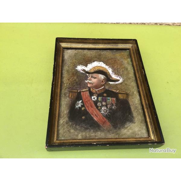 VENDU PAR LE-CUIRASSIER PEINTURE SUR FAENCE REPRSENTANT FOCH SIGNE BESSON 1915