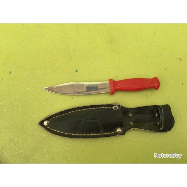 VENDU PAR LE-CUIRASSIER  PETIT POIGNARD INOX AVEC FOURREAU CUIR VINTAGE