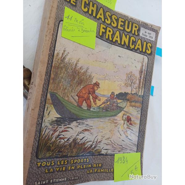 Chasseur fran�ais 1934, 11 num�ros, reli�s
