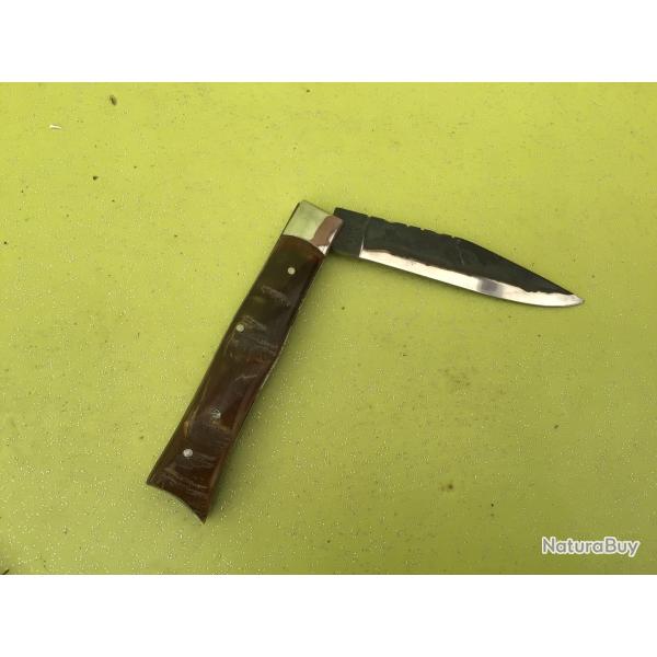 VENDU PAR LE-CUIRASSIER N�4 COUTEAU PLIANT ARTISANAL LAME FINIE A LA FORGE