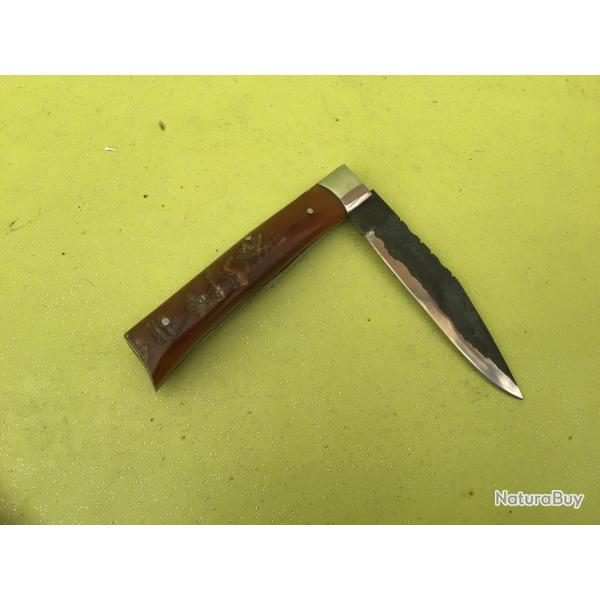 VENDU PAR LE-CUIRASSIER N�5 COUTEAU PLIANT ARTISANAL LAME FINIE A LA FORGE