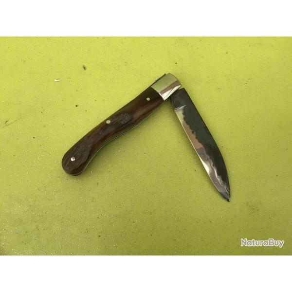 VENDU PAR LE-CUIRASSIER N�6 COUTEAU PLIANT ARTISANAL LAME FINIE A LA FORGE