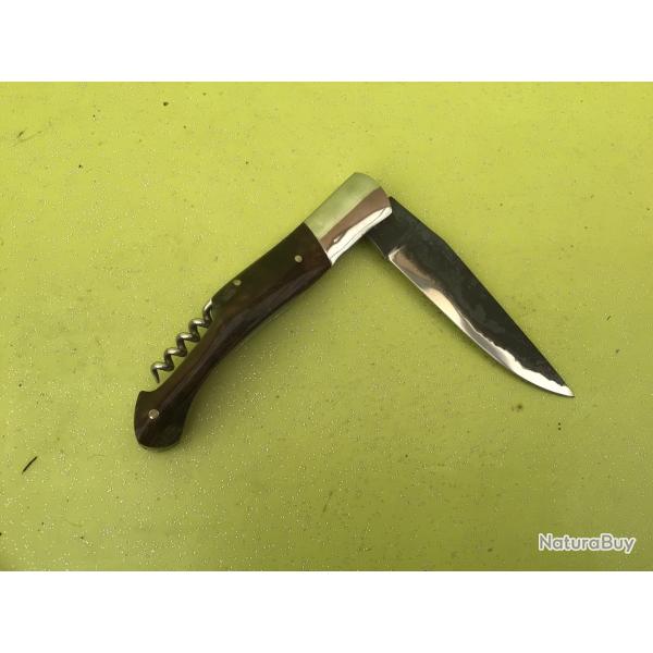 VENDU PAR LE-CUIRASSIER N�7 COUTEAU PLIANT ARTISANAL LAME FINIE A LA FORGE