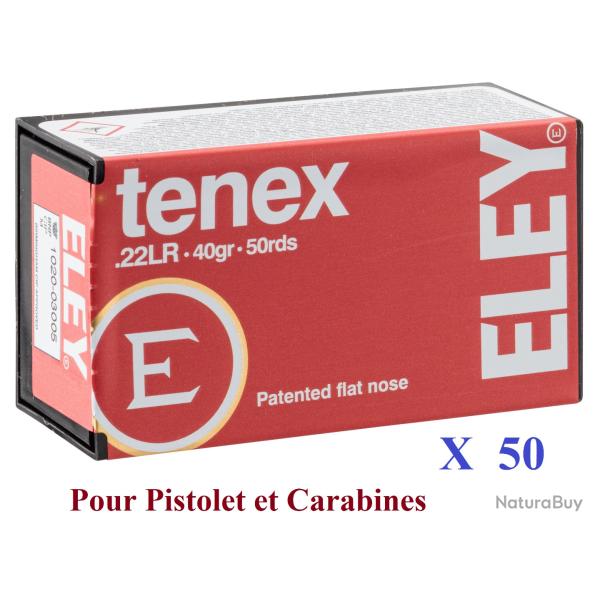 Cartouches 22LR ELEY  TENEX pistolet et carabine  boite de 50