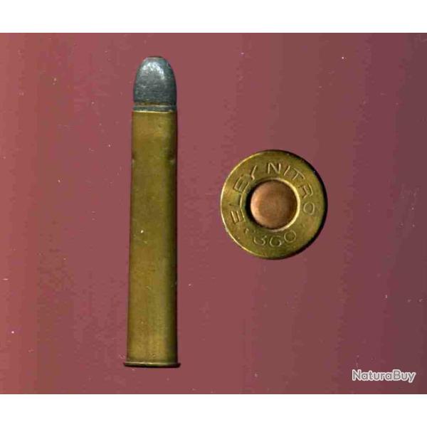 .360 x 2"1/4 NITRO EXPRESS - marquage : ELEY NITRO .360 - tui de 57 mm - balle plomb insert cuivre