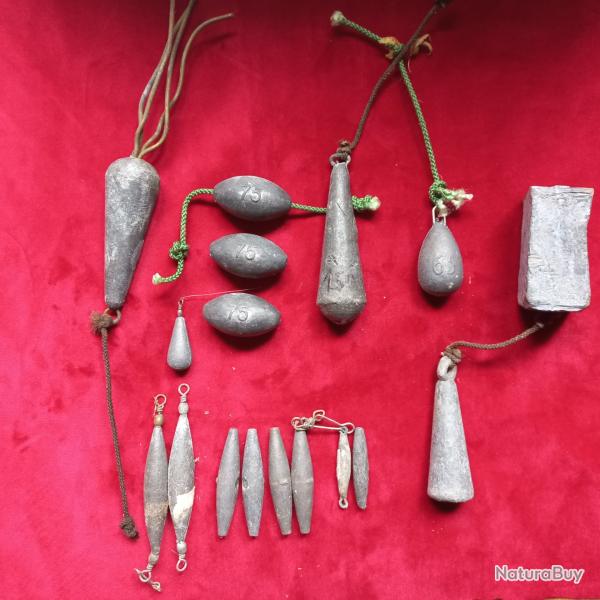 lot de 17 plombs divers de peche