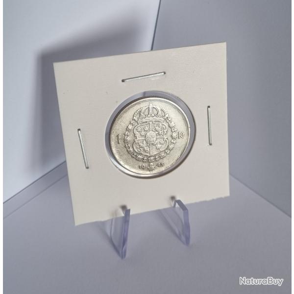 De Qualit� 1 Krona Argent 1943 Gustave V , Gustaf V , Su�de , Sweden , Sveriges , 1 Couronne WWII