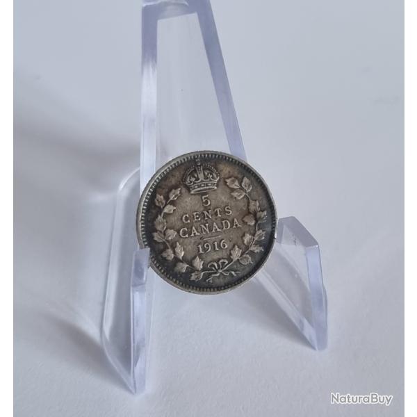 Superbe 5 Cents Argent 1916 Georges V , Canada , XX�me Si�cle , 20�me Si�cle