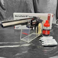 Pack pr&ecirc;t &agrave; tirer REVOLVER "SCHOFIELD 6" - GREY FULL METAL - Cal 4.5BBS - CO2