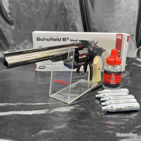 Pack pr�t � tirer REVOLVER "SCHOFIELD 6" - GREY FULL METAL - Cal 4.5BBS - CO2