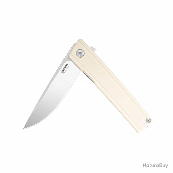Couteau SRM Gent 401LC-GT Lame Acier 10Cr15CoMoV Manche G10 Blanc Liner Lock KIVT SRM401LCGT