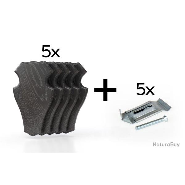 Pack de 5 plaques � troph�e 19x12 cm + 5 supports m�tal - Fonc�es