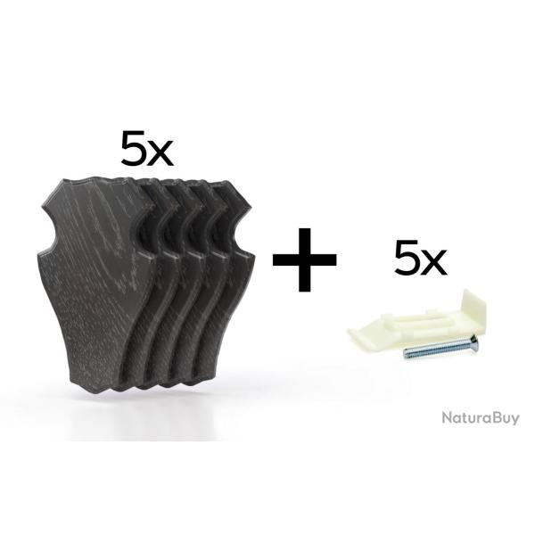 Pack de 5 plaques � troph�e 22x13 cm + 5 supports plastiques - Fonc�es