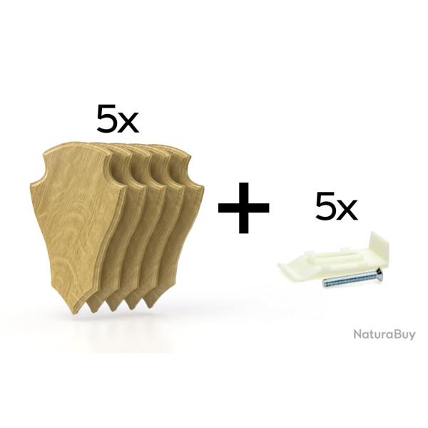 Pack de 5 plaques � troph�e 19x12 cm + 5 supports m�tal - Claires