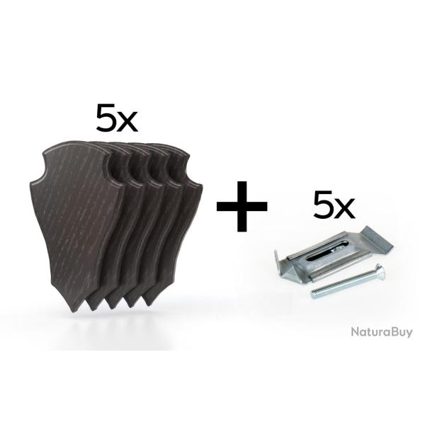 Pack de 5 plaques � troph�e 22x13 cm + 5 supports m�tal - Fonc�es