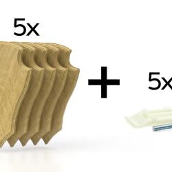 Pack de 5 plaques &agrave; troph&eacute;e 22x13 cm + 5 supports plastiques - Claires