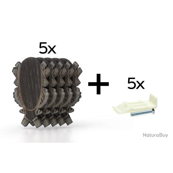 Pack de 5 plaques � troph�e scult�es 23x15 cm + 5 supports plastiques - Fonc�es