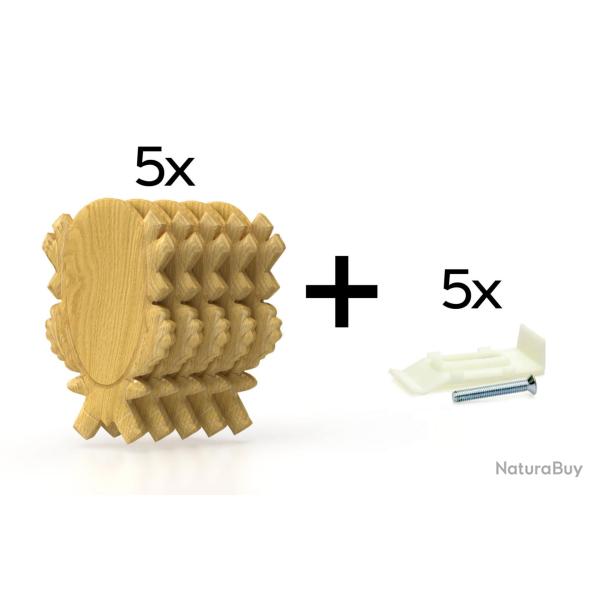 Pack de 5 plaques � troph�e scult�es 23x15 cm + 5 supports plastiques - Claires