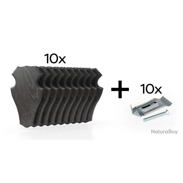 Pack de 10 plaques � troph�es 22x13 cm + 10 supports m�tal - Fonc�es