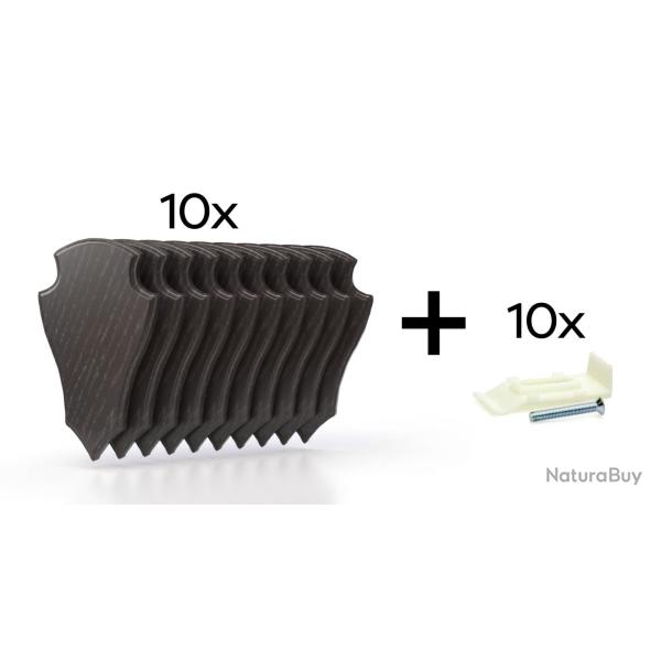 Pack de 10 plaques � troph�es 19x12 cm + 10 supports plastiques - Fonc�es