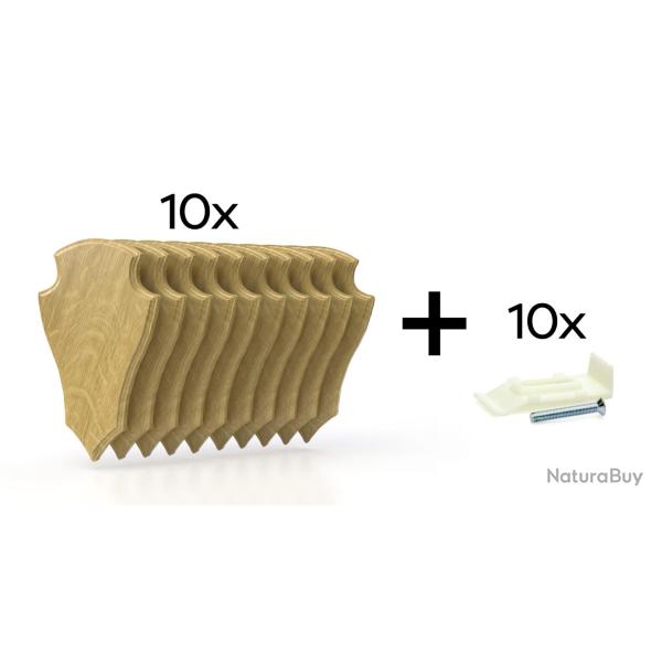 Pack de 10 plaques � troph�es 19x12 cm + 10 supports plastiques - Claires