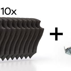 Pack de 10 plaques &agrave; troph&eacute;es 22x13 cm + 10 supports m&eacute;tal - Fonc&eacute;es