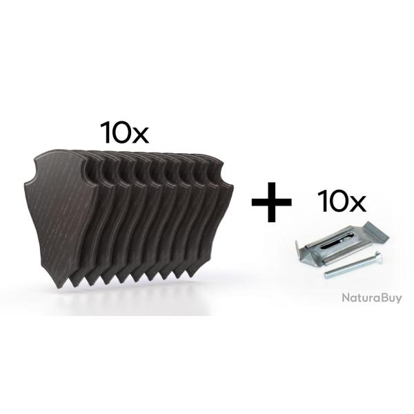 Pack de 10 plaques � troph�es 22x13 cm + 10 supports m�tal - Fonc�es