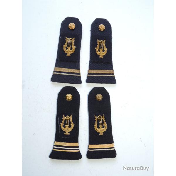 MUSIQUE DE LA FLOTTE - MARINE NATIONALE - RARES 2 ANCIENNES PAIRES EPAULETTES