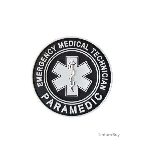 Patch Paramedic - rond - PVC - Noir - Velcro - Livraison gratuite